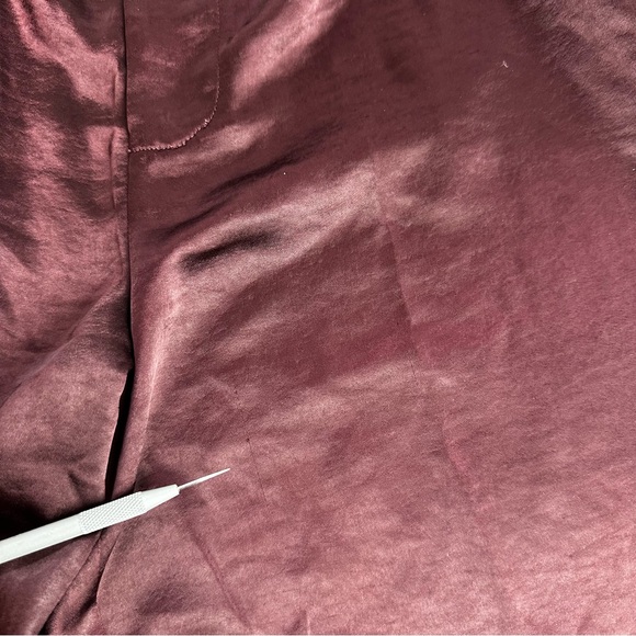 Good American Satin Pants Wide Leg Trouser Women's Size 2 or 26 Burgundy Stretch - Picture 12 of 13